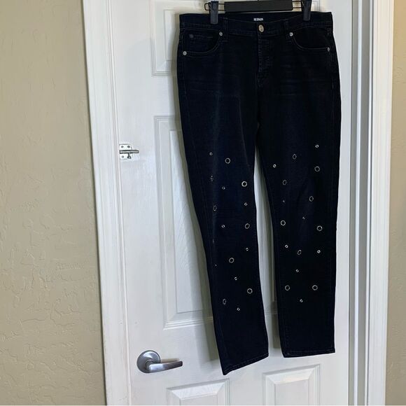HUDSON New Grommet Jewel Perforated Jeans Black Size 28 - Picture 4 of 12